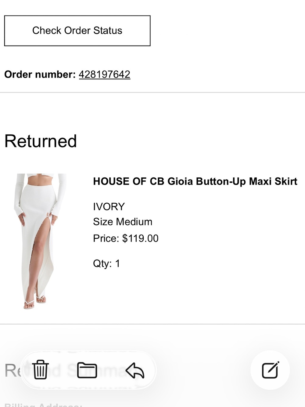 House of CB Ivory Button-Up Maxi Skirt